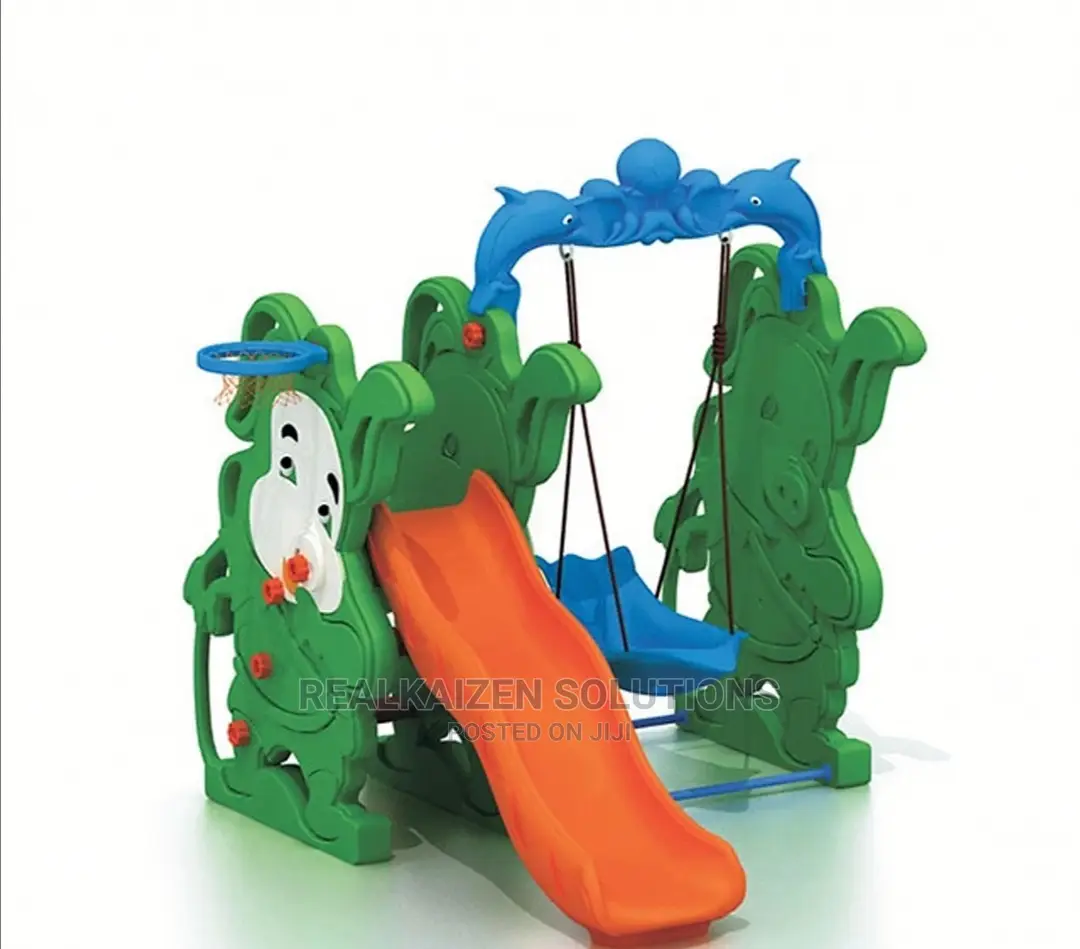 Outdoor Plastic Colourful Kid Swing Slide Basketball Hoop