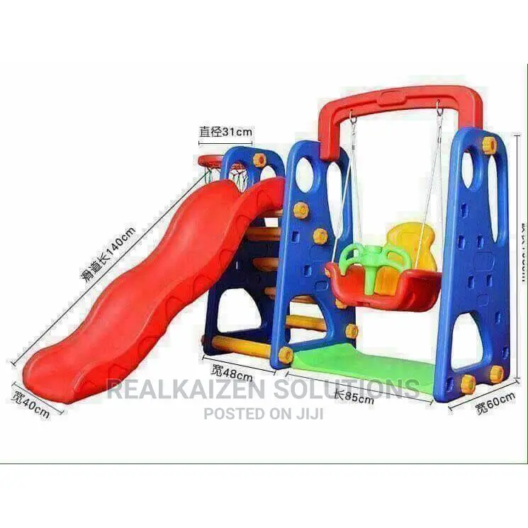 Outdoor Plastic Colourful Kid Swing Slide Basketball Hoop