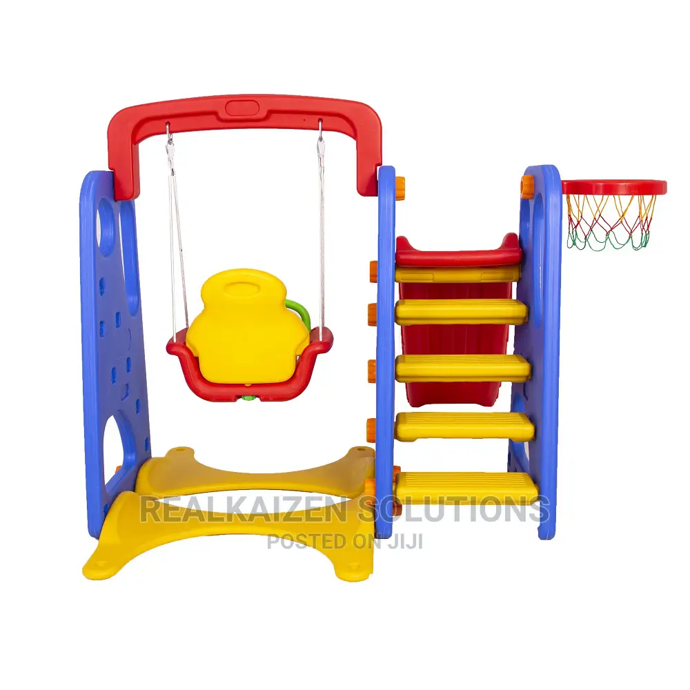 Outdoor Plastic Colourful Kid Swing Slide Basketball Hoop