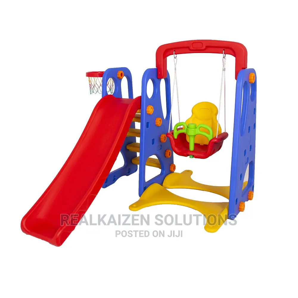 Outdoor Plastic Colourful Kid Swing Slide Basketball Hoop