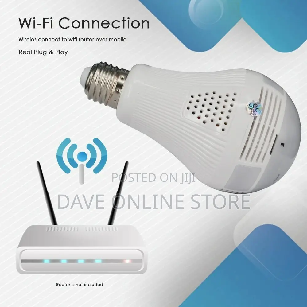 Wireless IP Wifi Panoramic Security CCTV Bulb Spy Camera
