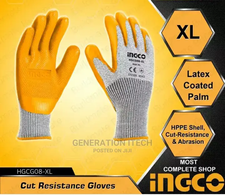 Ingco Latex Gloves Industrial Chemical HGVL08-XL