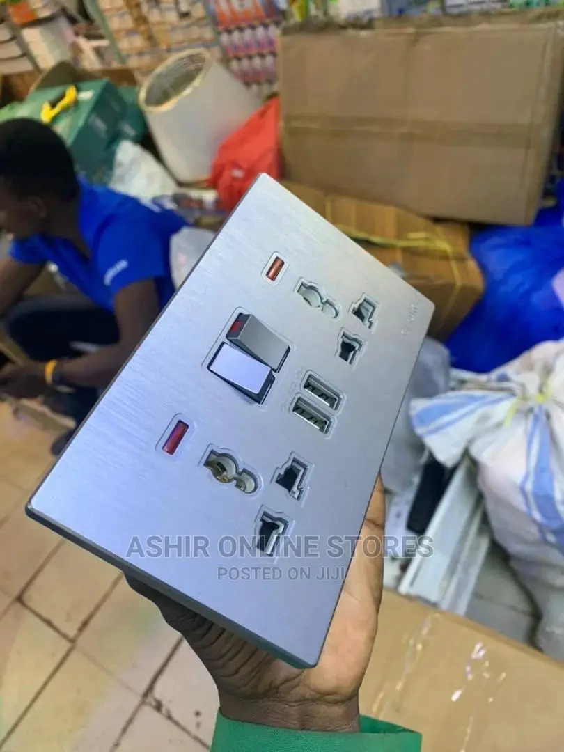 Grey Double Sockets With Usb